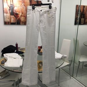 White flare jeans